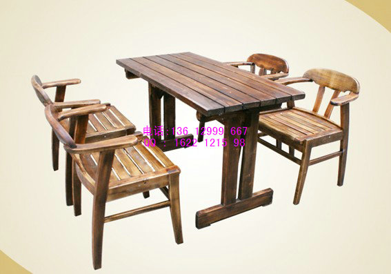 深圳炭烧木餐桌 复古式碳烧木桌椅定制 