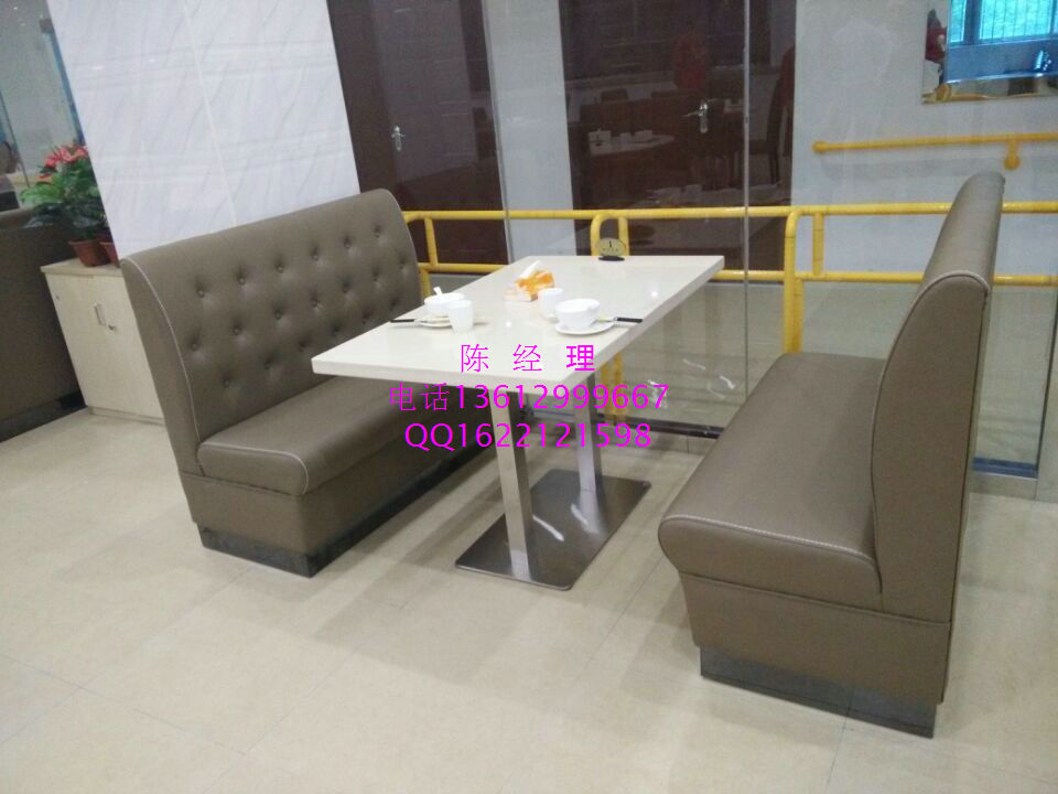 茶餐厅卡座沙发新组合新搭配石英石餐桌厂家批量生产